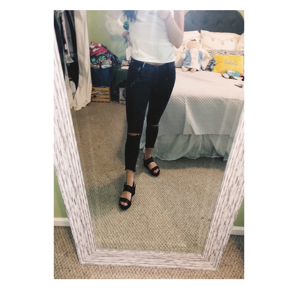 Low Rise Black Ripped Jeans